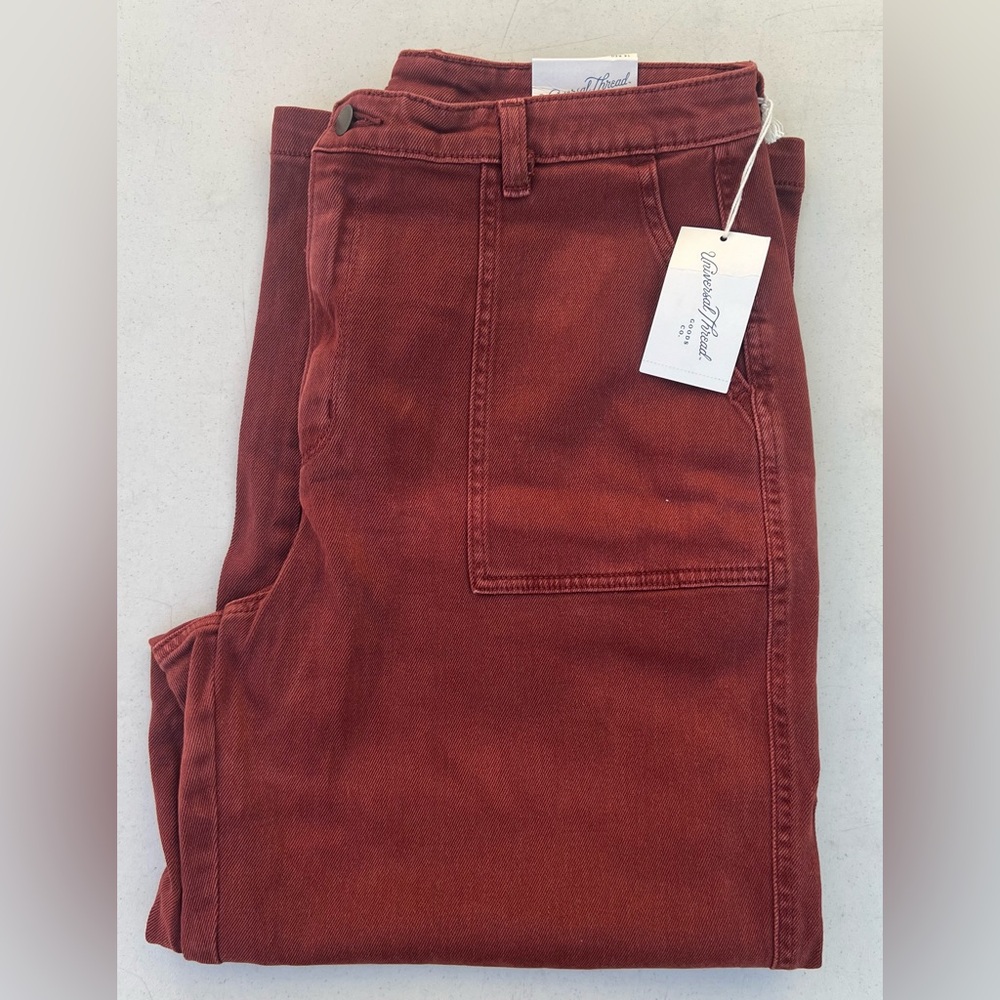 Universal Thread Burgundy Cropped Wide Leg Jeans